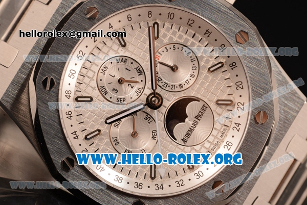 Audemars Piguet Royal Oak Perpetual Calendar Asia Automatic Steel Case with White Dial and Steel Bracelet - Click Image to Close